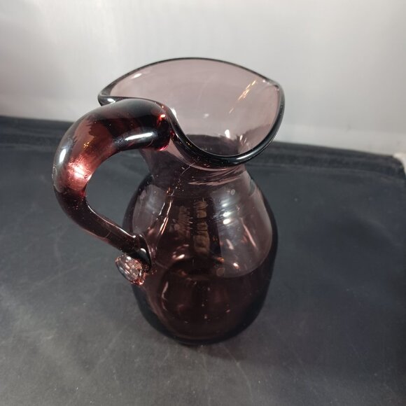 Vintage Amethyst Blown Glass Creamer Small Pitcher - Picture 6 of 10